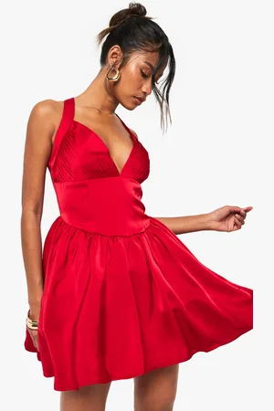 Boohoo Premium Ruched Cup Volume Mini Dress - - 8