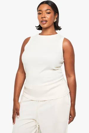 Boohoo Plus Ruched Side Detail Racer Neck Top - - 20