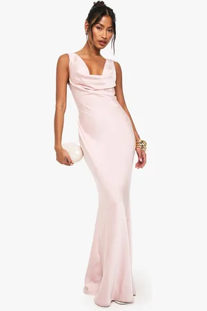 Boohoo Premium Plunge Cowl Maxi Dress - - 14