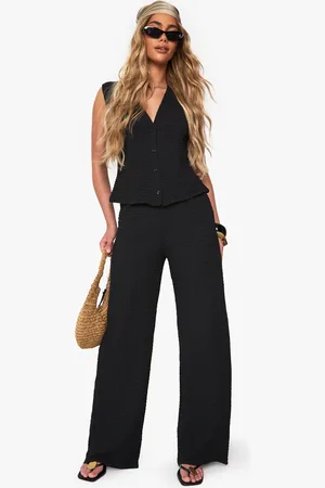 Boohoo Textured Wide Leg Trouser - - 16