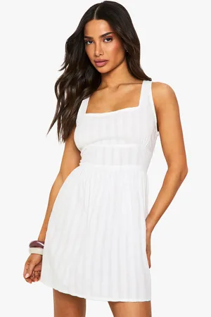 Boohoo Petite Stripe Seersucker Mini Dress - - 6