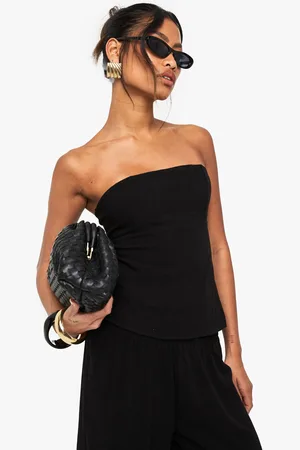 Boohoo Linen Look Longline Bandeau Top - - 12