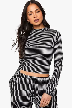 Boohoo Striped Long Sleeve Top - - 6