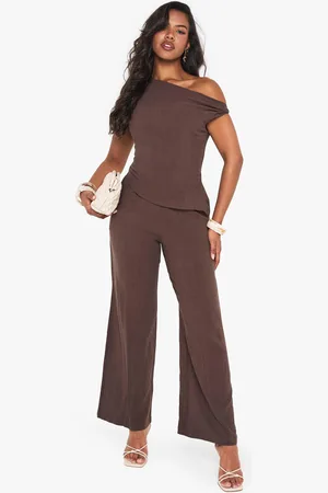 Boohoo Linen Look Twist Strap Jumpsuit - - 10