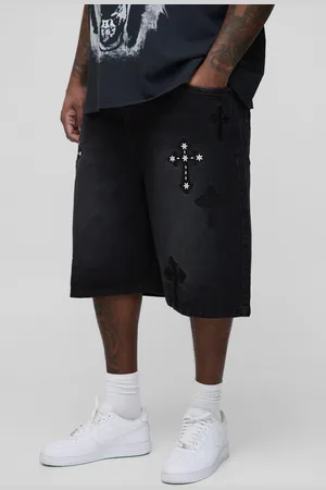 Boohoo Plus Gothic Cross Applique Relaxed Fit Jorts - - 42