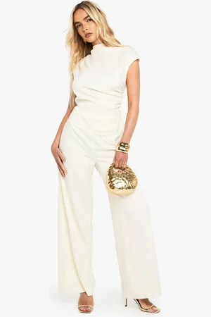Boohoo Tailored Wide Leg High Neck Jumpsuit - - 10