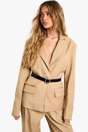 Boohoo Marl Tailored Belted Single Breast Blazer - - 8
