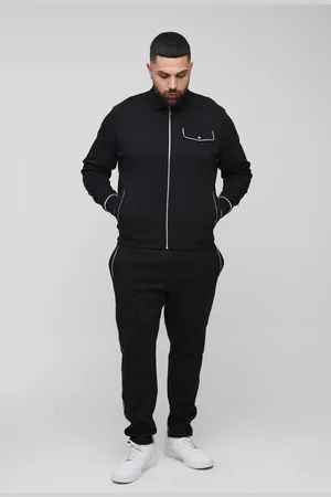 Boohoo Plus Boxy Harrington And Slim Jogger Interlock Set - - XXXL