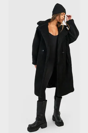 Boohoo Oversized Teddy Faux Fur Coat - - 8