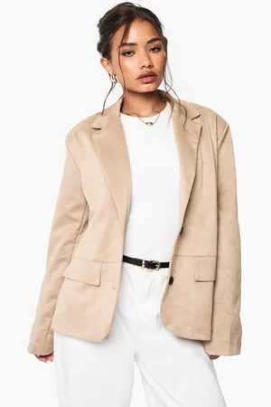 Boohoo Faux Suede Single Breast Blazer - - 6