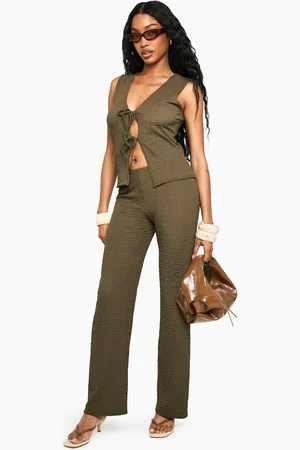Boohoo Textured Wide Leg Trouser - - 6