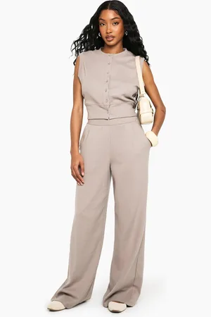 Boohoo Rib Wide Leg Trouser - - 6