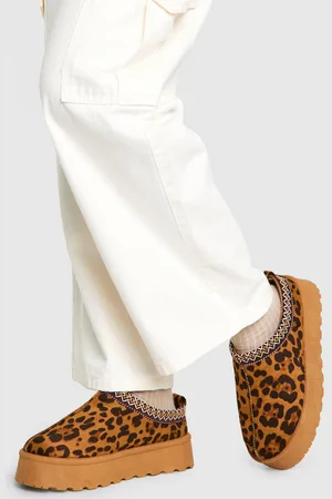 Boohoo Embroidered Leopard Platform Cosy Mules - - 5