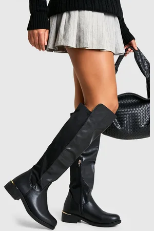Boohoo Elastic Panel Knee High Boots - - 7