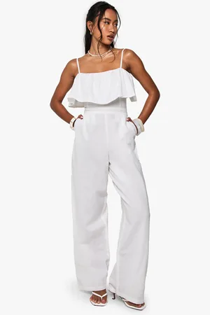 Boohoo Cotton Blend Frill Jumpsuit - - 8