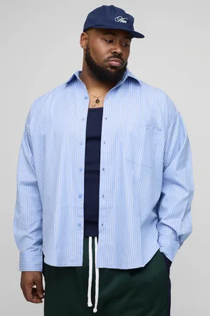 Boohoo Plus Stripe Poplin Oversized Shirt - - 3XL