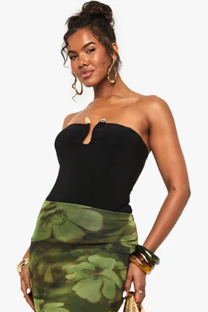 Boohoo Double Layered Slinky Trim Detail Bandeau Bodysuit - - 6