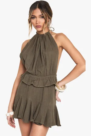 Boohoo Cheesecloth Halterneck Crop Top - - 8