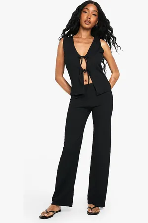 Boohoo Textured Wide Leg Trouser - - 16