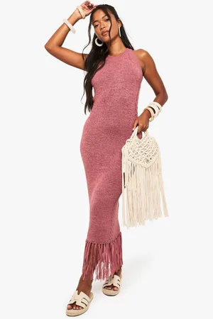 Boohoo Tassel Detail Crochet Dress - - S