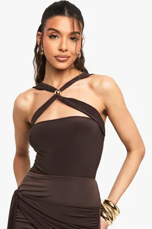 Boohoo Slinky Cross Over Bodysuit With Trim Detail - - 6