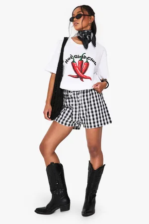 Boohoo Seersucker Gingham Drawstring Waist Shorts - 12