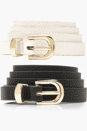 Boohoo 2 Pack Basic Skinny Belt - - ONE SIZE