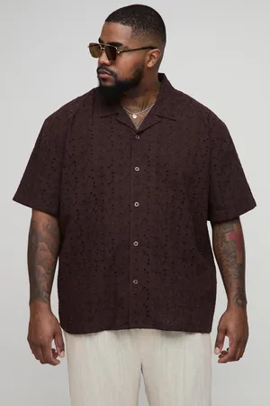 Boohoo Plus Oversized Broderie Revere Shirt - - XXXL