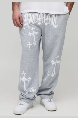 Boohoo Plus Homme Cross Print Oversized Joggers - - 2XL