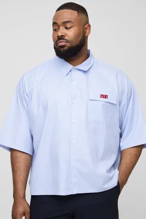 Boohoo Plus Stripe Embroidered Oversized Boxy Short Sleeve Shirt - - 2XL