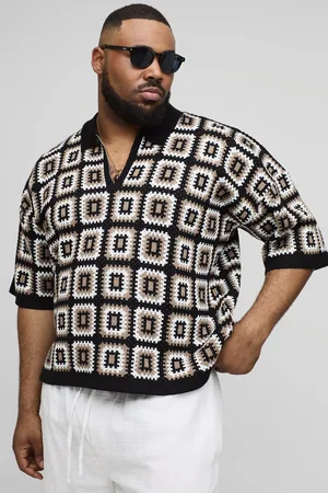 Boohoo Plus Oversized Boxy Crochet Knit Polo In - 2XL