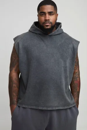 Boohoo Plus Oversized Boxy Sleeveless Acid Wash Hoodie - - 2XL