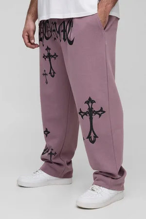 Boohoo Plus Homme Cross Print Oversized Joggers - - 2XL