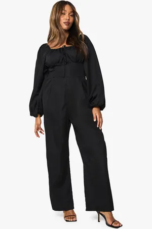 Boohoo Plus Milkmaid Long Sleeve Jumpsuit - - 16