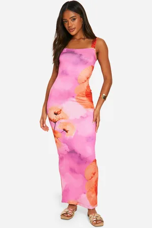 Boohoo Super Soft Square Neck Floral Maxi Dress - - 8