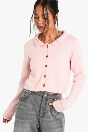 Boohoo Collared Button Through Knit Cardigan - - M