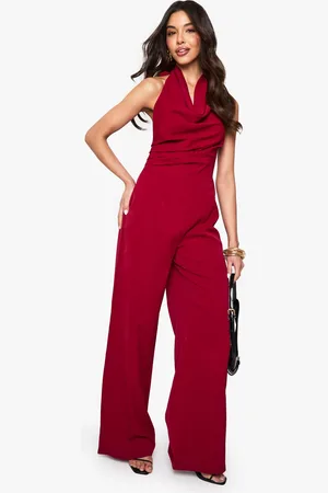 Boohoo Satin Cowl Neck Jumpsuit - - 8