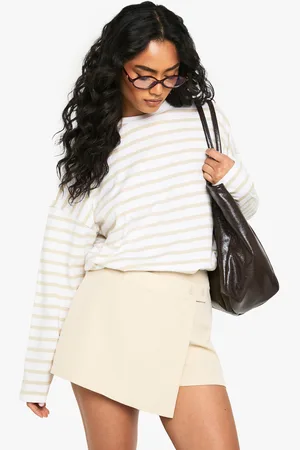 Boohoo Woven Button Wrap Skort - - 14