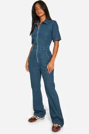 Boohoo Petite Denim Zip Up Boilersuit - - 6