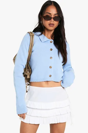 Boohoo Collared Button Through Knit Cardigan - - M