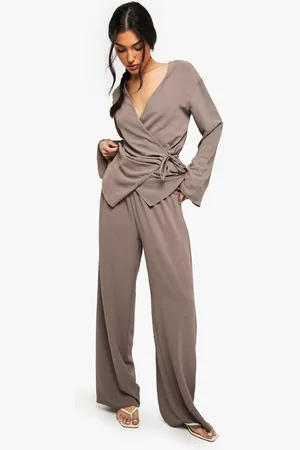 Boohoo Woven Elastic Waist Wide Leg Trousers - - 6