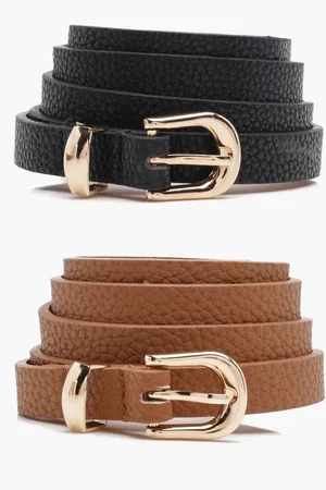 Boohoo Basic Skinny Belts 2 Pack - - ONE SIZE