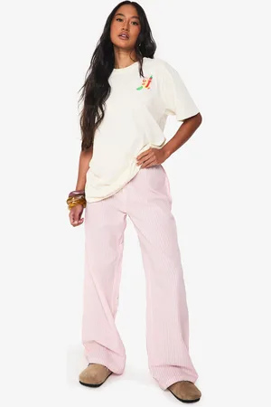 Boohoo Seersucker Stripe Drawstring Wide Leg Trousers - - 14