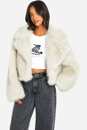 Boohoo Petite Vintage Look Faux Fur Coat - - 12