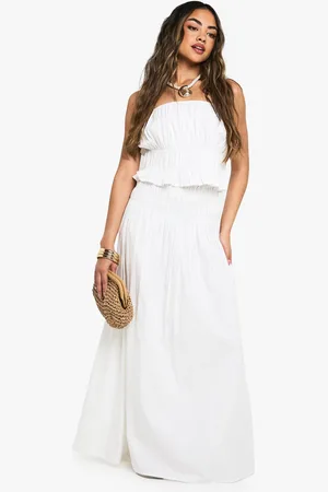 Boohoo Shirred Waist Cotton Poplin Maxi Skirt - - 6