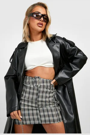 Boohoo Tartan Belted Cargo Mini Skirt - - 16