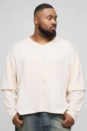 Boohoo Plus Oversized Boxy Varsity Applique Faux Layer Long Sleeve T-Shirt - - 2XL
