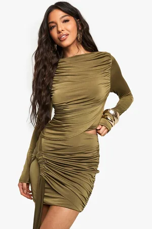 Boohoo Slinky Knot Front Drape Mini Skirt - - 6