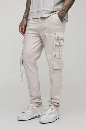 Boohoo Tall Fixed Waist Multi Cargo Strap Detail Skinny Cargo Trousers - - 30