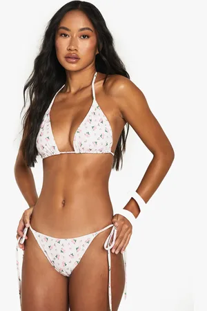Boohoo Swimwear Essentials Ditsy Floral Tie Side Bikini Bottoms - - 6